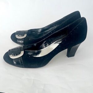 Franco Sarto Paver Black Suede Leather Heels Size 10